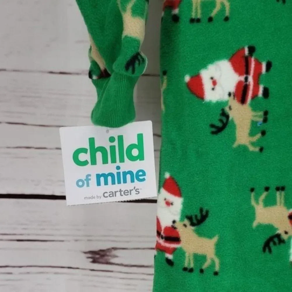 Carter's Child of Mine Santa‎ Claus outfit Sleeper 24 months green footed